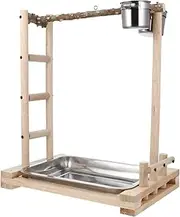Generic 1pc Stainless Steel Bird Food Box Stand for Parrots Educational with Ladder for Cockatiels Parakeets and Birds Stable Design for Cage Garden Playtime
