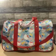 HELLO KITTY WATERMELON RED WITH PASTEL BLUE DUFFLE BAG WITH WHEELS