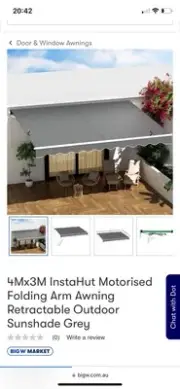 Instahut Retractable Folding Arm Awning Outdoor Roof Canopy Patio 4M x 3M Beige