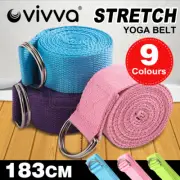 Yoga Exercise Pilate Cotton Stretch Strap D-Ring Belt Leg/ Waist Resistance Band