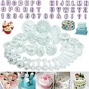 Flower Fondant Cutters,73Pcs Cake Cookie Cutter Plunger Sugarcraft Alphabet Letters Decorating Tools,Sunflower Rose Leaf Butterfly Heart Star Carnation Hollow Calyx Cutter Molds,Icing Modelling Kit