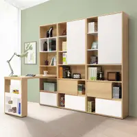 在飛比找ETMall東森購物網優惠-Boden-尚恩L型多功能書櫃+書桌組合(7.3尺書櫃組合+