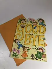 Vintage Greeting Card Ambassador Good Bye Cute Kids Good Luck Unused 70's / 80's