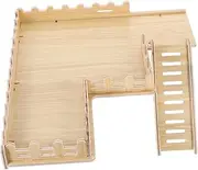 Wooden Hamster Hideout with Ladder and Fence Secure Climbing Platform for for Exploration and Activity Enhancement Cage