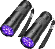 Vekol 2 Pack Blacklight Flashlights UV Flashlight,12 LED 395nm Ultraviolet Blacklight, Black Light Flashlight Mini, Torch Light Pet Urine Detector Light for Dog/Cat, Dry Stains, Resin Curing, Bed Bug