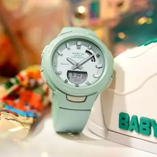 CASIO 卡西歐 Baby-G 藍牙計步雙顯運動手錶-酪梨綠 (BSA-B100CS-3A)