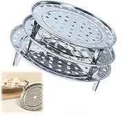 CAASFOOY 3 Pack Round Stainless Steel Steamer Rack, Steamer Rack, Stewing Pot Steaming, Thicken 22cm，24cm，26cm Diameter Canner Steaming Rack Stand Cooking Ware for Pressure Cooker Pot