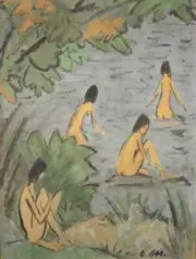Landscape with Bathers : Otto Mueller : 1915 : Archival Quality Art Print