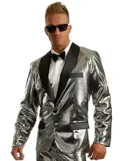 Disco Ball Jacket Silver Tuxedo Fancy Dress Up Halloween Adult Costume Accessory