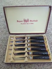 Set of 6 Vintage Regent Sheffield Steak Knives Stainless Steel