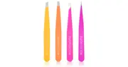 Brushworks Combination Tweezer Set of Brights Type Eyebrow Tweezers 4pcs