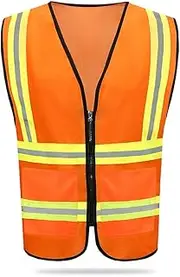 Construction Vest Knitted Fabric Breathable High-Gloss Reflective Clothing Reflective Vest for Landscaping Sanitation and Property Construction Safety Vest mesh (Color : Orange red)