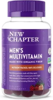 New Chapter Men?s Multivitamin Gummies, 66% Less Sugar, Men?s Gummy Vitamins wit