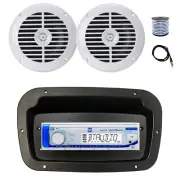 Dual Marine Radio, Spa Bezel,Adapter, Antenna,Wire, 2x 6.5" 120W White Speakers