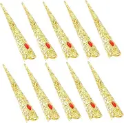 Healvian 10pcs Metal Nails Flash Nail Light Finger Nail Tip Claw Rings Nail Polish Primer Gel Polish Costume Gems Stickers Chrome Foil Manicure For Nails Nail Cuticle Remover Alloy Golden