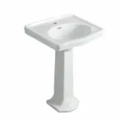 Turner Hastings Claremont 58x45cm Fireclay Basin &amp; Pedestal (w/ 1 Tap Hole), White
