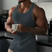 Men's Tank Top Vest Top Undershirt Sleeveless Shirt Sleeveless Crew Neck Summer Plain Fashion Designer Muscle Outdoor Going out Gym Black White Navy Blue Top T
