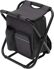 HSHGZSR Camping Fishing Chair Bag Waterproof Camping Chair with Cooler Bag Foldable Collapsible Camping Hunting Fishing Stool Seating with Portable Belt for Outdoor Fishing Beach (Black)