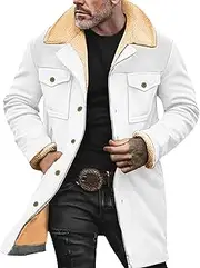 [JEShifangjiusu] Mens Notch Lapel Trench Coat Slim Fit Wool Blend Long Pea Coat Winter Outdoor Warm Overcoat