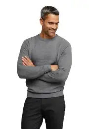 NWT BUGATTI CREW -NECK JUMPER IN TEXTURED FABRIC 7400 25521250 LIGHT GREY