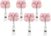 6Pcs Pink Bow Retractable Badge Reels, Cute Badge Holder with 360-Degree Swivel Clip and 24'' Retractable Cord, ID Badge Holders Retractable