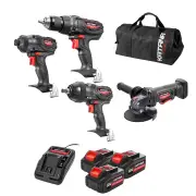 Katana 220540 - 18V 4 Piece Drill/Driver/Wrench/Grinder Combo Kit (3 x 4.0Ah)