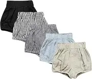 [EISHOW] 5 Pack Baby Cotton Linen Blend Bloomer Shorts Cute Stripe Dot Triangle Shorts Bloomers Loose Harem Shorts for Boy Girl