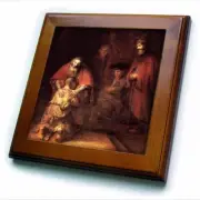 3dRose Print of Rembrandt Painting The Prodigal Son 8x8 Framed Tile