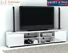 4 Compartments 2 Door Entertainment TV Unit Gloss White Kyana 2m CONTEMPO RANGE