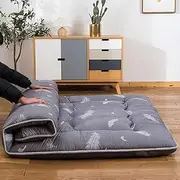 Japanese Futon Mattress,Roll Up Floor Mattress Thick Tatami Mattress for Camping, Guest Room,Dorm Single Double LLCDZR(Grey Feather,180x200cm)