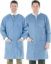 Medium/Large SMS 45 GSM Medical Disposable Lab Coat Gown Blue 2 pockets