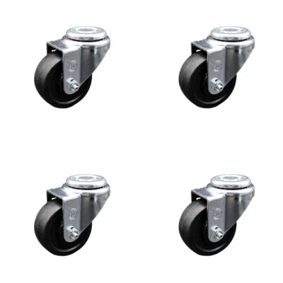 3.5 Inch SS Soft Rubber Wheel Swivel Bolt Hole Caster Set Service Caster Brand