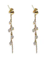 Argento Vivo 18K Gold Plated Sterling Silver Delicate Pearl Linear Drop Earrings