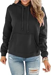 [Bingerlily] Women's Casual Hoodies Long Sleeve Solid Lightweight Pullover Tops Loose Sweatshirt with Pocket