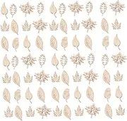 GRADENEVE 100pcs DIY Log Tree Leaves Mini Craft Leaves for Home Decor DIY Handmade Wooden Slices Decorative Log Pieces