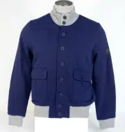 Sperry Top Sider Navy Blue & Heather Gray Button Front Peacoat Jacket Men's NWT