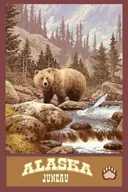 Travel Poster 20 x 30 Grizzly bear Alaska Juneau Travel Poster
