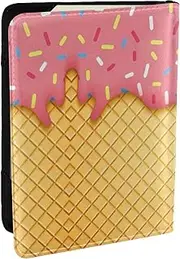 [JEJEA] ice Cream and Waffle Pattern Print Travel Organizer Credit Cards Case Passport BookPassport Holder Cover Wallet forTraveling,, Black, One Size