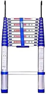 Aluminum Telescopic Ladder, 3.8m Portable Multipurpose Extension Ladder with Hooks, Space Saving Design, Maximum Load 200kg/440lbs, Ideal for Home and Outdoor Use