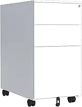 Mobile 3 Drawer Filing Cabinet with Wheels for Home Office Organization White Metal File Cabinet Under Desk with Lock Office Storage Cabinet