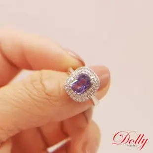 【DOLLY】1克拉 18K金無燒斯里蘭卡艷彩紫羅蘭藍寶石鑽石戒指(007)