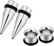 [Awinrel] 9mm 11mm Ear Gauges Plugs Tunnels Taper Stretching Kit Stainless Steel Expander Piercing Jewelry with O-ring 2 Pairs