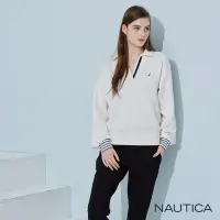 在飛比找Yahoo奇摩購物中心優惠-Nautica 女裝 簡約造型刷毛V領長袖POLO衫-白色