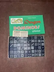 Vintage Double Twelve Dragon Dominoes by Halsam 91 Pieces Set No 1220 Green Box