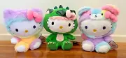 Sanrio Hello Kitty Plush Soft Toy - Rainbow & Dinosaur - 21cm / 8" & 16cm / 6"