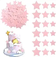 Rsstarxi 60 Pack Edible Star Cupcake Toppers Rice Paper Mini Stars Cupcake Picks for Baby Shower Wedding Engagement Bridal Shower Birthday Christmas Party Cake Decorations Supplies Pink
