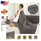 Luxurious 50x60 Electric Blanket with Faux Fur & Sherpa - Fast Heating Gray