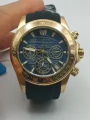 TechnoMarine Manta Ray 38mm Blue Dial Gold Chronograph Watch TM-219043