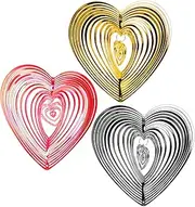 KITANDOVE 3pcs Heart-Shaped Bird Windmill Outdoor Garden Supply Bird Deterrent for Red/Gold/Silver