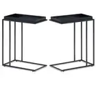 Home Square 2-Piece Industrial 18 " Metal Tray Top C Side Table Set in Black